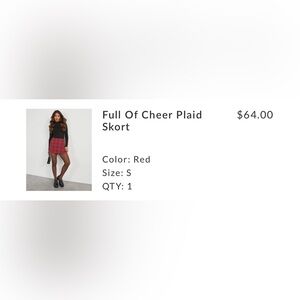 Red Plaid Skort